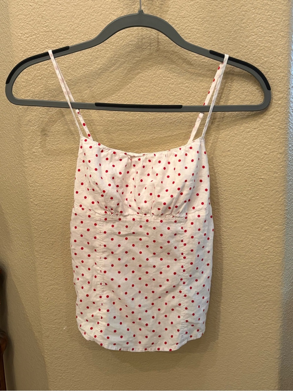 MAEVE White Red Polka Dot Spaghetti Strap Babydoll Tank Top Size 0-Minor Flaw